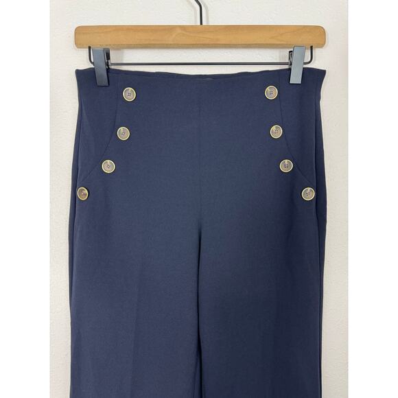 Express Navy High Rise Sailor Button Wide Leg Pants XS - Picture 3 of 8